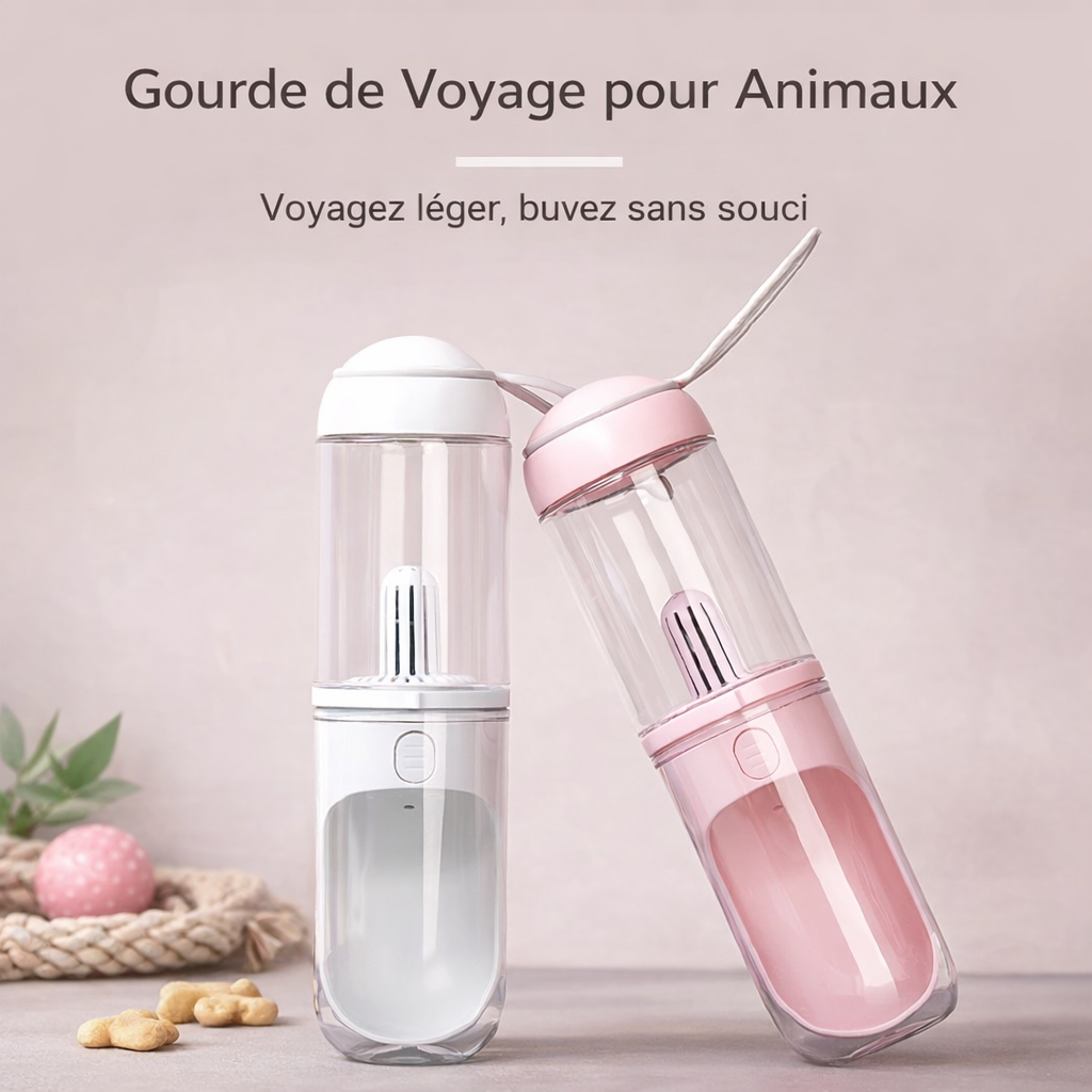 Gourde d’eau portable pour animaux (chien et chat)