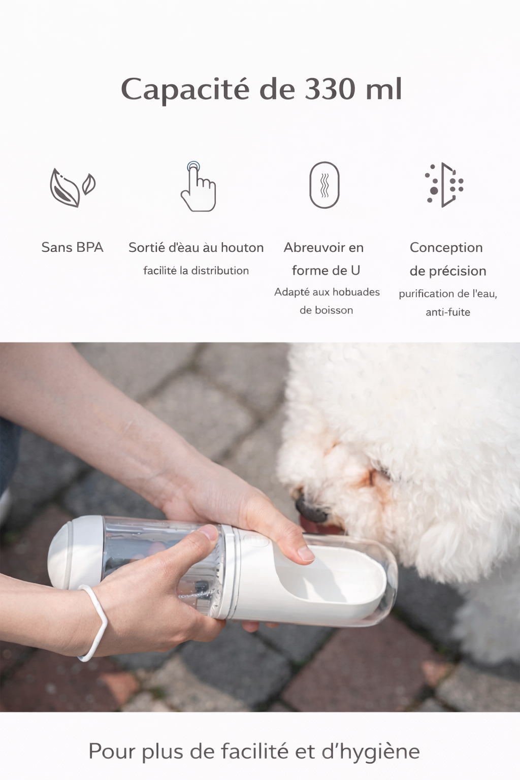 Gourde d’eau portable pour animaux (chien et chat)